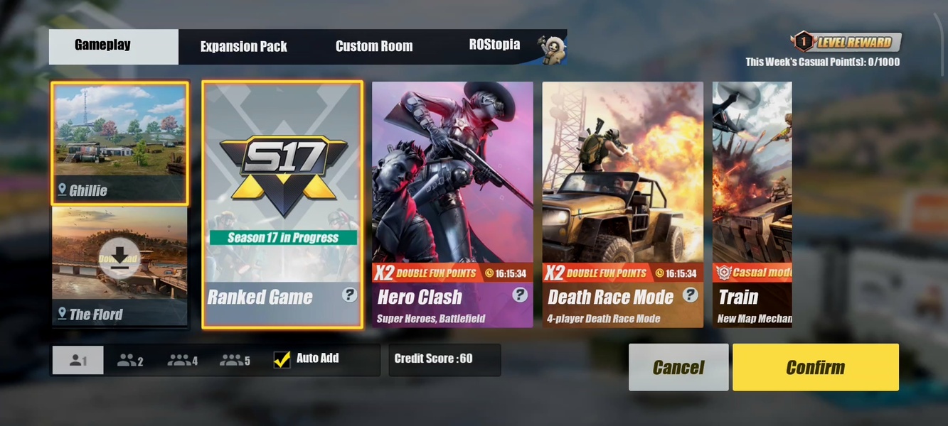 The client match picker with the Ghillie and The Fiord map cards